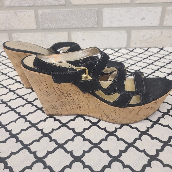 Guess by Marciano Black Wedge Sandal Size 9.5 - Picture 6 of 10
